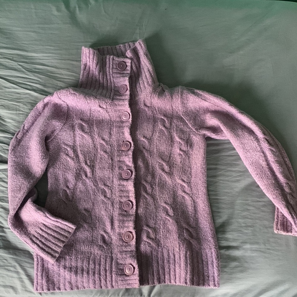 L.L.Bean Button-Up Cable Cardigan - Picture 3 of 5